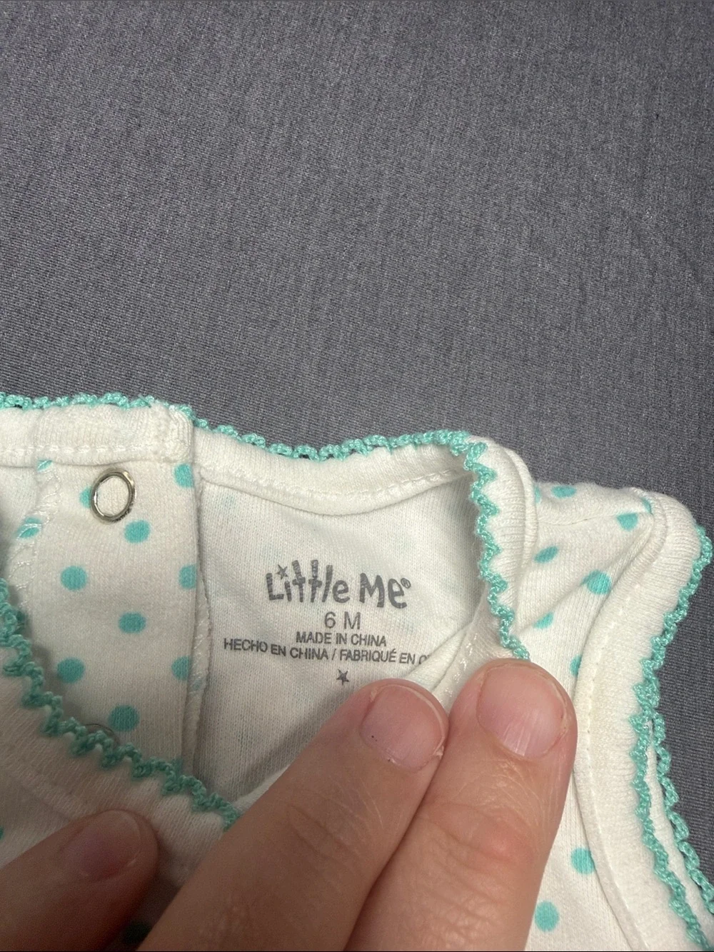 Little Me Mint & White Striped Bubble Romper with Pink and Aqua Rosettes